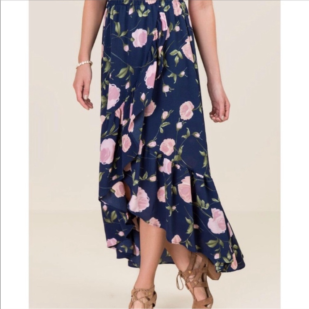 Francesca’s floral design, high-low maxi skirt